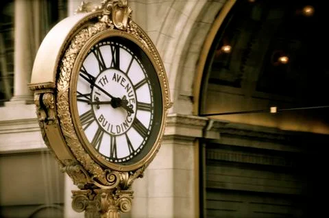 5th Avenue Clock in NYC Stock Photos