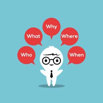 5w strategic : who, what, where, when, why Stock Illustration