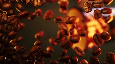 5x slow motion Coffee Beans falling down Stock Footage 141136260