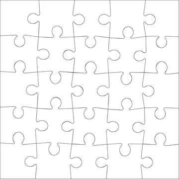 5x5 Jigsaw puzzle blank template background light lines. every piece is a sin Stock Illustration