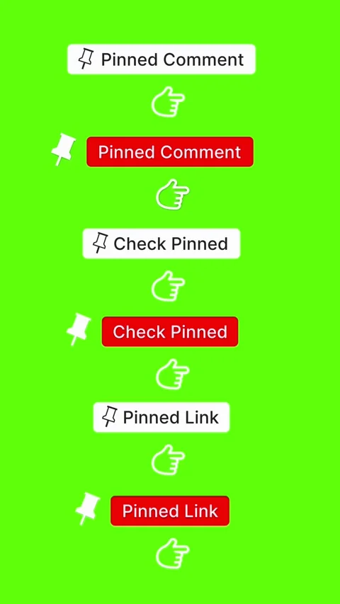 6-in-1 Pinned Comment Call-to-Action Pack - Green Screen - 4K Vertical Stock Footage 327696034