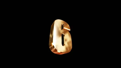 6, 3d golgen text number on black background 스톡 동영상 127718115