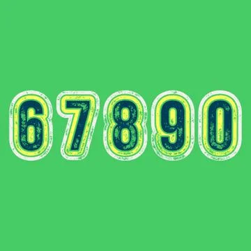 6 7 8 9 0 - Grunge Colorful Retro Numbers Stock Illustration