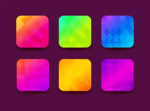 6 App icons background set for mobile device. Bright and beautiful gradient 스톡 일러스트