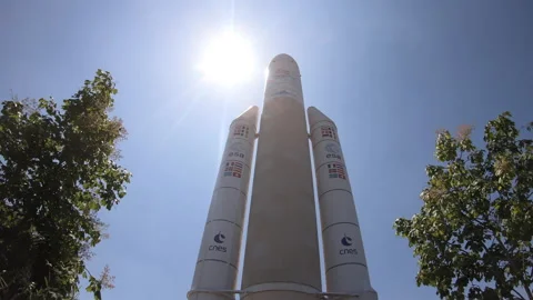 6 Ariane Rocket Or Space Ship In French Science Museum Stock Footage 166507271