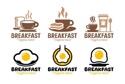 6 Breakfast Logo Set Professional Morning Meal Branding Collection Illustrazione stock