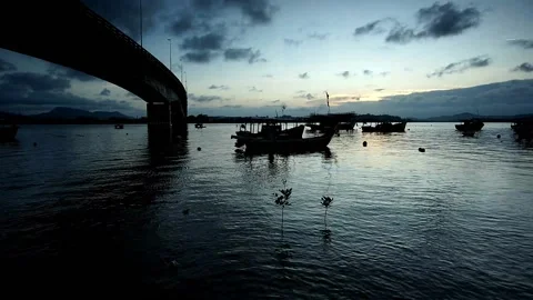 6 Bridge Seascape Sunset Timelapse Still Stock Footage 146524967
