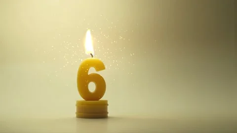 6 Candle for text and birthday years with sparkles 4k Stock Footage 312309568