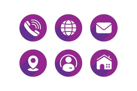 6 Contact Information Vector Icons Set in Flat Style Stock Illustration