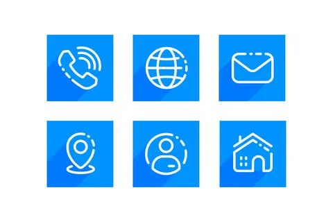 6 Contact Information Vector Icons Set in Flat Style Stock Illustration
