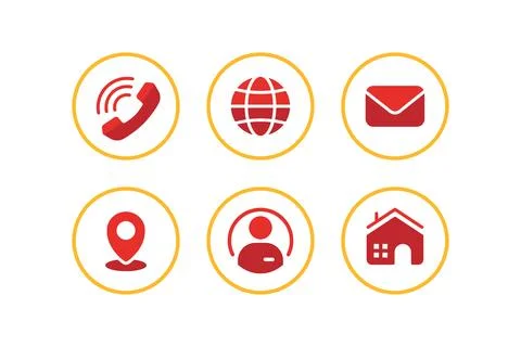 6 Contact Information Vector Icons Set in Solid Glyph Line Style Stock Illustration