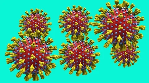 6 coronavirus molecules rotate in motion Stock Footage 127351084