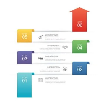6 data infographics rectangle tab index layout template. Illustration busin.. 스톡 일러스트