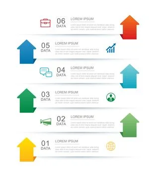 6 data infographics rectangle tab index layout template. Illustration busin.. Stockillustratie