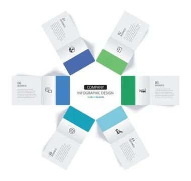 6 data infographics rectangle tab index template. Illustration business abs.. Stockillustratie