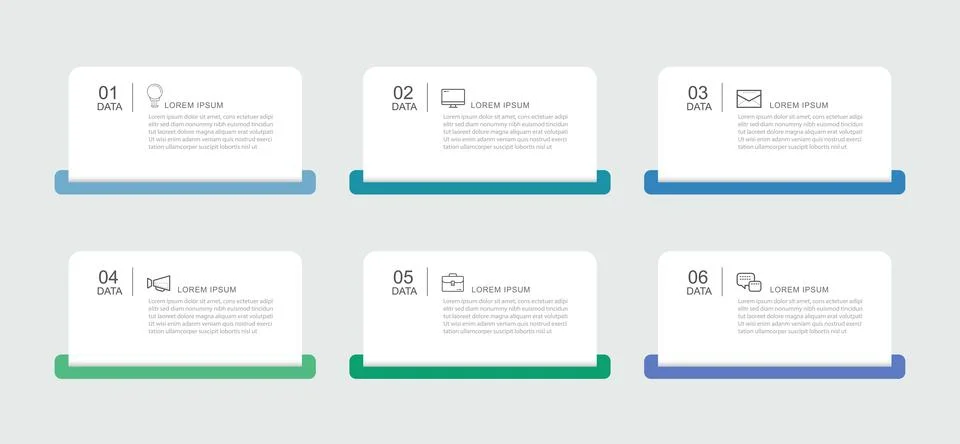 6 data infographics rectangle tab index template. Illustration business abs.. 스톡 일러스트