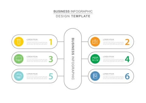 6 data infographics tab index template with thin line design. Vector illustra Stock Illustration