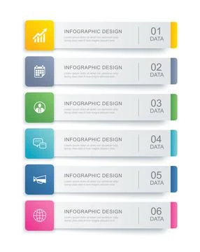 6 data infographics tab index template design. Vector illustration abstract b Stock Illustration