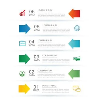 6 data infographics tab index layout template. Illustration business abstra.. Stock Illustration