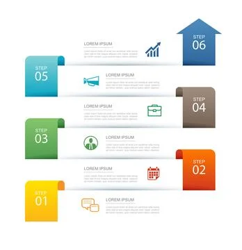 6 data infographics tab index layout template. Illustration business abstra.. Illustrazione stock