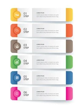 6 data Infographics tab paper index template. Vector illustration abstract ba Stock Illustration