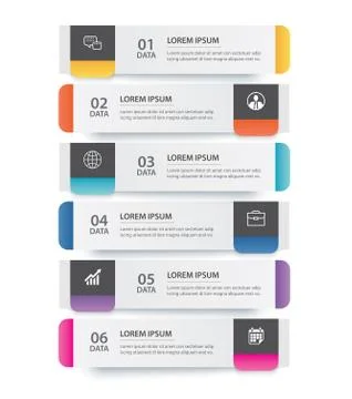 6 data infographics tab paper index template. Vector illustration abstract ba Stock Illustration