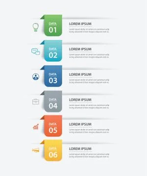6 data infographics tab paper index template. Vector illustration abstract ba Stock Illustration