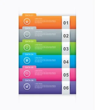 6 data infographics tab paper index template. Vector illustration abstract ba Stock Illustration