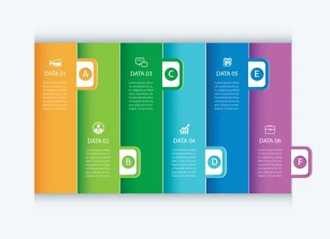 6 data infographics tab paper index template. Vector illustration abstract ba Stock Illustration