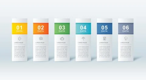 6 data infographics tab paper index template. Vector illustration abstract ba Stock Illustration