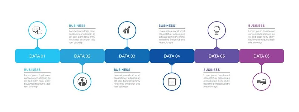 6 data infographics tab paper index timeline template. Vector illustration .. Stock Illustration