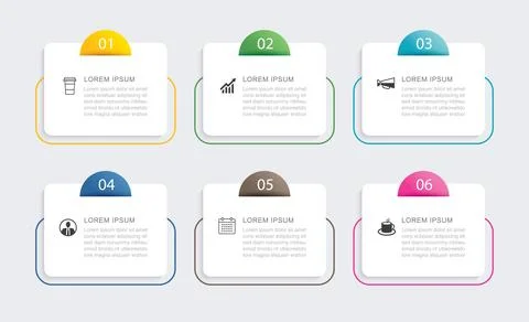 6 data infographics tab paper index template. Illustration business abstrac.. Illustrazione stock