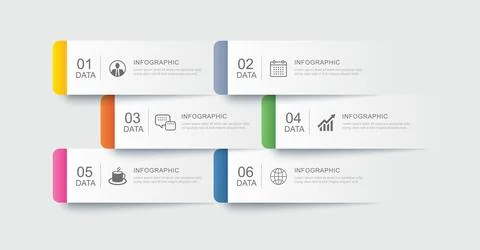 6 data infographics tab paper index template. Illustration abstract backgroun Stock Illustration