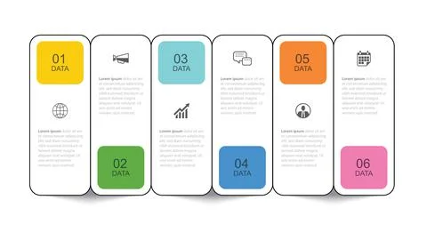 6 data infographics tab thin line index template. Vector illustration abstrac Stock Illustration