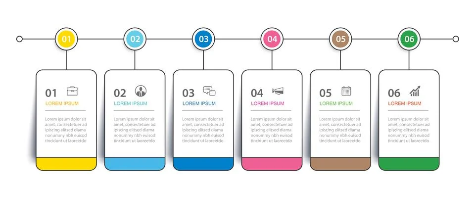 6 data infographics tab thin line index template. Vector illustration abstrac Stock Illustration