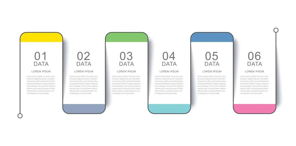 6 data infographics tab thin line index template. Vector illustration abstrac Stock Illustration