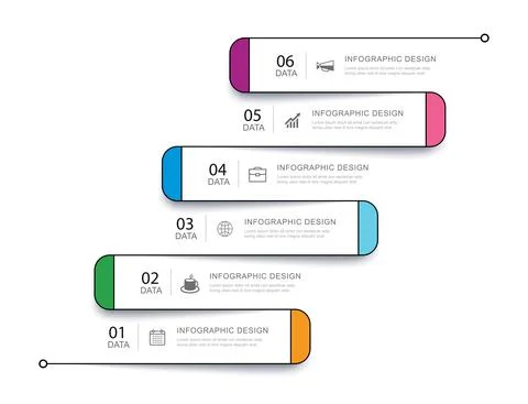 6 data infographics tab thin line index template. Vector illustration abstrac Stock Illustration