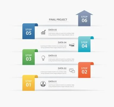 6 data infographics timeline tab paper index template. Vector illustration ab Stock Illustration