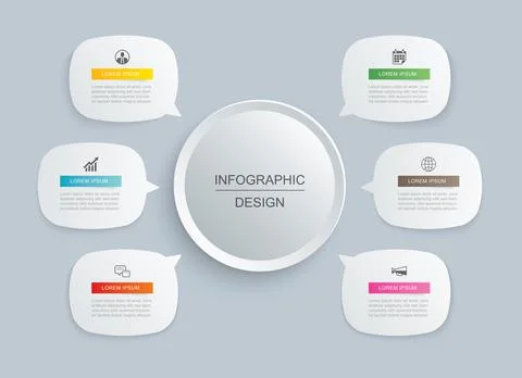 6 data optine infographics template design. Vector illustration abstract back Stock Illustration