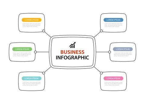 6 data optine infographics thin line template design. Illustration abstract b Stock Illustration