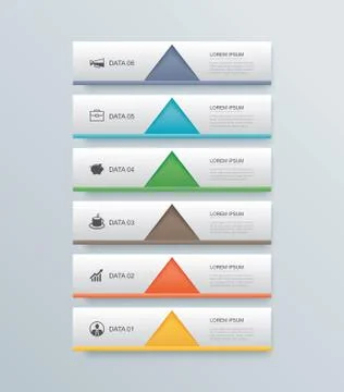 6 data step timeline infographics tab paper index template. Vector illustrati イラスト素材