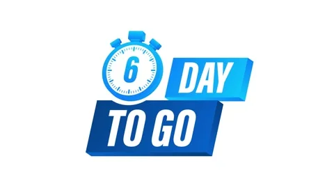6 Days to go. Countdown timer. Clock icon. Time icon. Count time sale. Motion Video stock 149448333