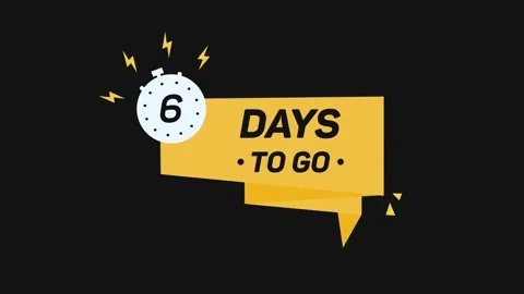 6 Days to go. Countdown timer. Clock icon. Time icon. Count time sale. Motion Vídeos de archivo 157371655