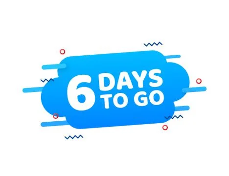 6 Days to go. Countdown timer. Clock icon. Time icon. Count time sale. Vector Illustrazione stock