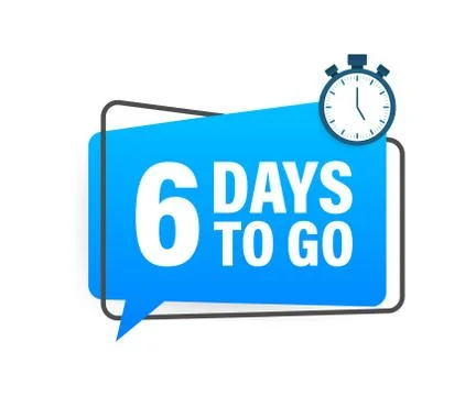 6 Days to go. Countdown timer. Clock icon. Time icon. Count time sale. Vector Illustrazione stock