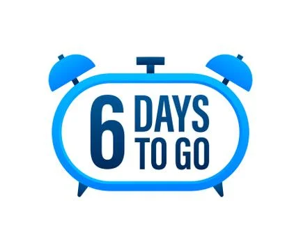 6 Days to go. Countdown timer. Clock icon. Time icon. Count time sale. Vector Illustrazione stock