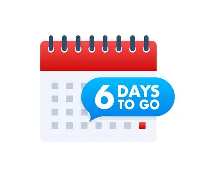6 Days to go. Countdown timer. Clock icon. Time icon. Count time sale. Vector Illustrazione stock