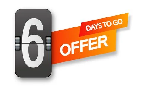 6 days to go icon set. Countdown of days remaining. Offer timer sticker limited イラスト素材