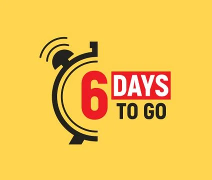 6 days to go last countdown icon. Five day go sale price offer promo deal timer Stock-Illustration