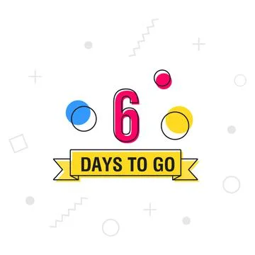 6 days to go last countdown icon on geometric memphis style. Vector Stock Illustration